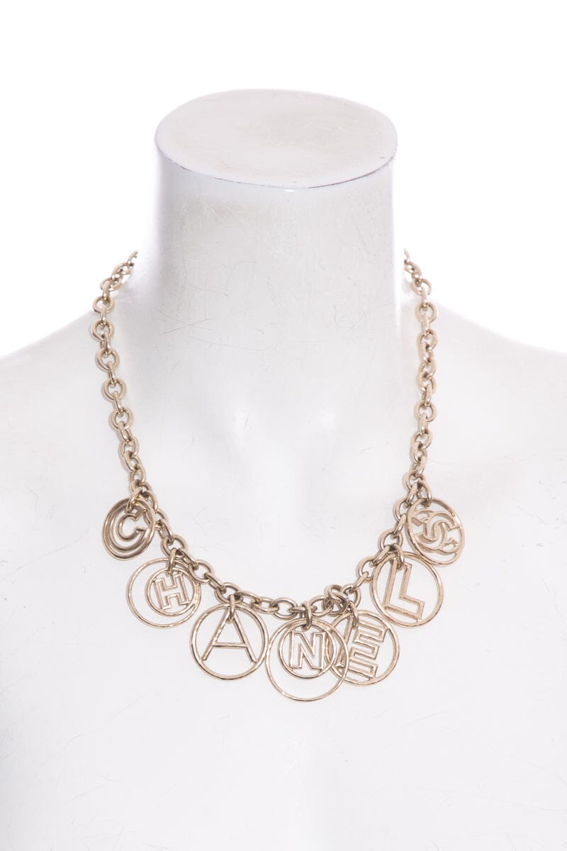 Chanel 2017 Cuba Logo Hoop Gold Necklace