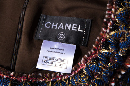 Chanel Blue/Gold 2013 tweed sleeveless dress SZ 36