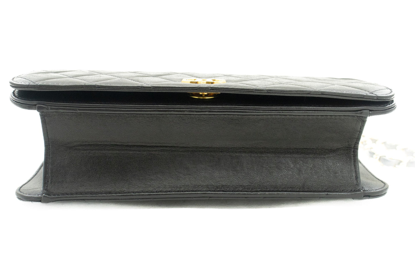 CHANEL Full Flap Chain Shoulder Bag Clutch Black Quilted Lambskin k19