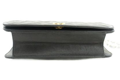 CHANEL Full Flap Chain Shoulder Bag Clutch Black Quilted Lambskin k19