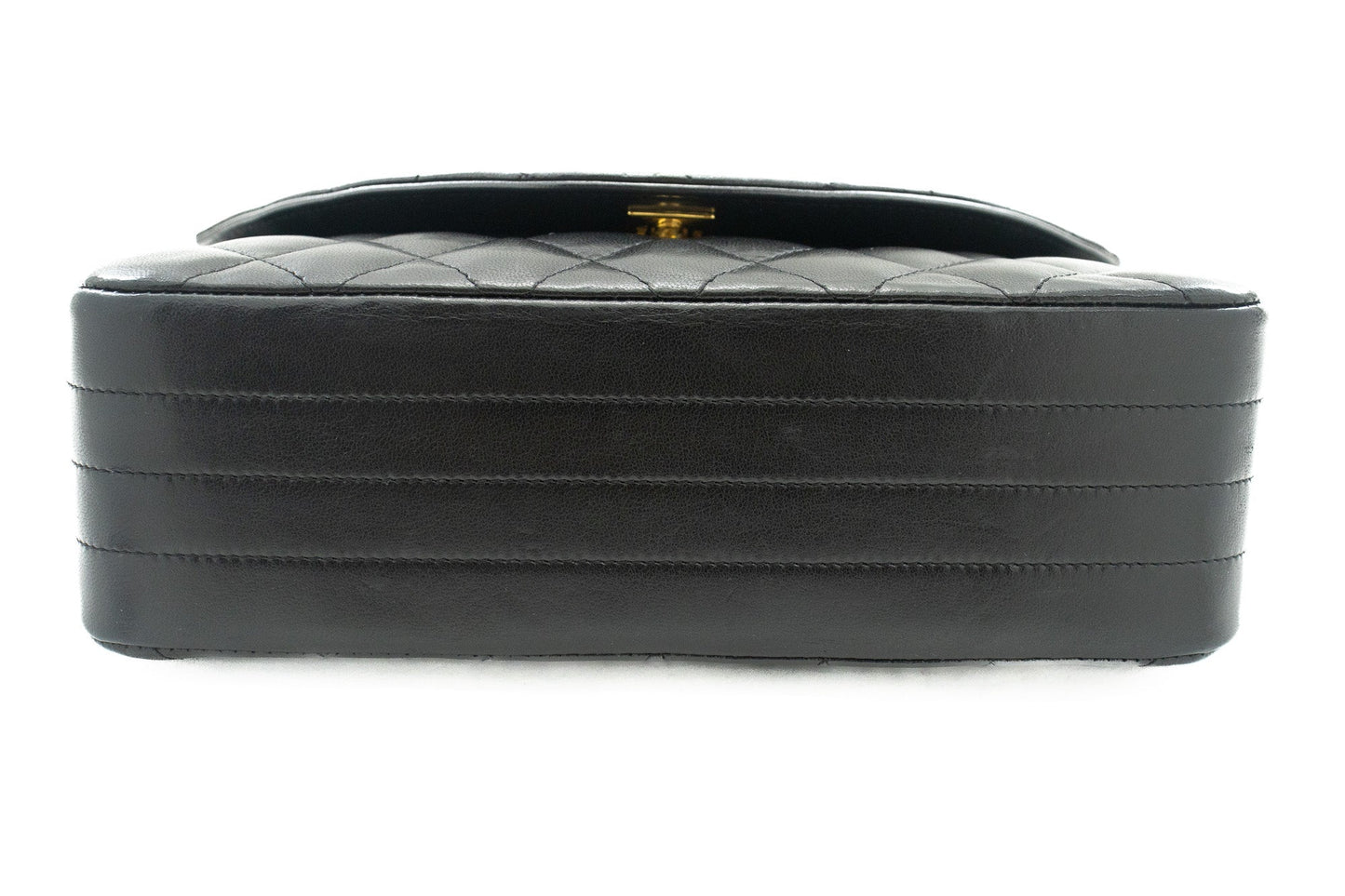 CHANEL Half Moon Chain Shoulder Bag Crossbody Black Quilted Flap k22