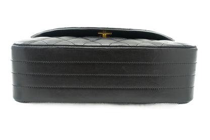 CHANEL Half Moon Chain Shoulder Bag Crossbody Black Quilted Flap k22