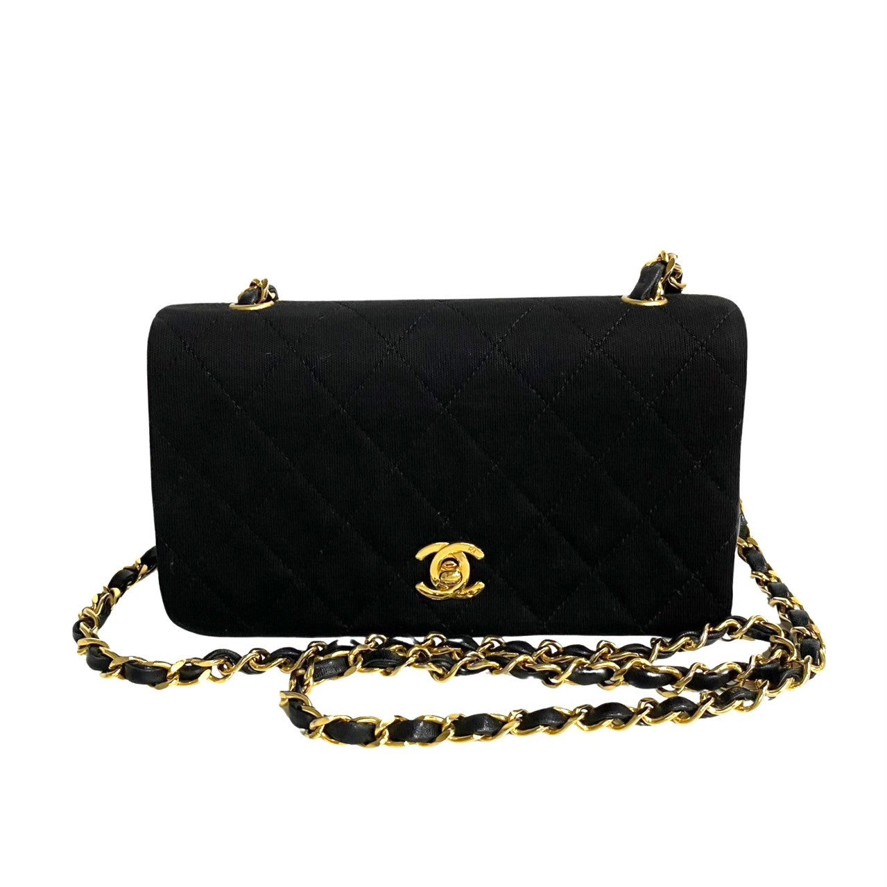 Chanel CC Satin Jersey Full Flap Bag Canvas Crossbody Bag
