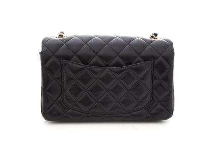 Chanel Black Single Flap 2022  Mini Lamb Leather Handbag