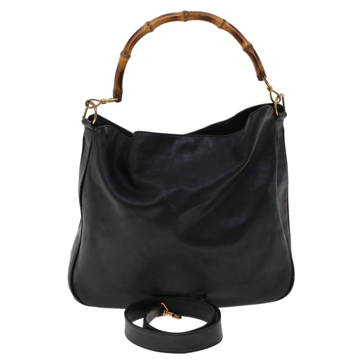 GUCCI Bamboo Shoulder Bag Leather 2way Black  46000