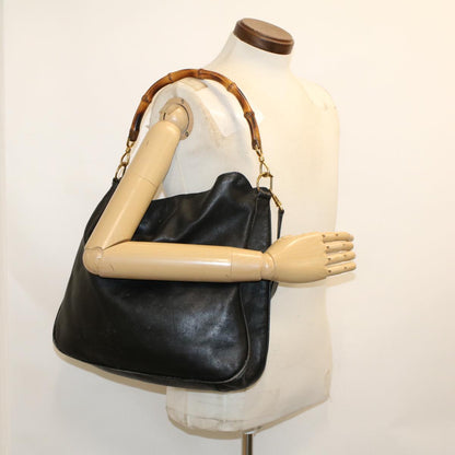 GUCCI Bamboo Shoulder Bag Leather 2way Black  46000