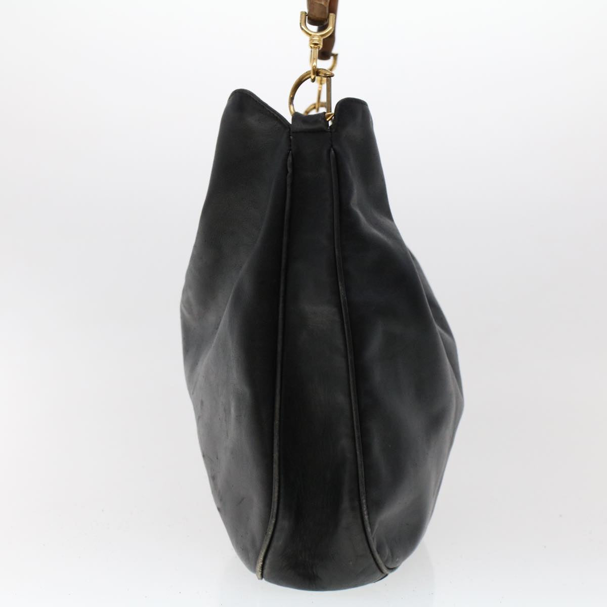 GUCCI Bamboo Shoulder Bag Leather 2way Black  46000