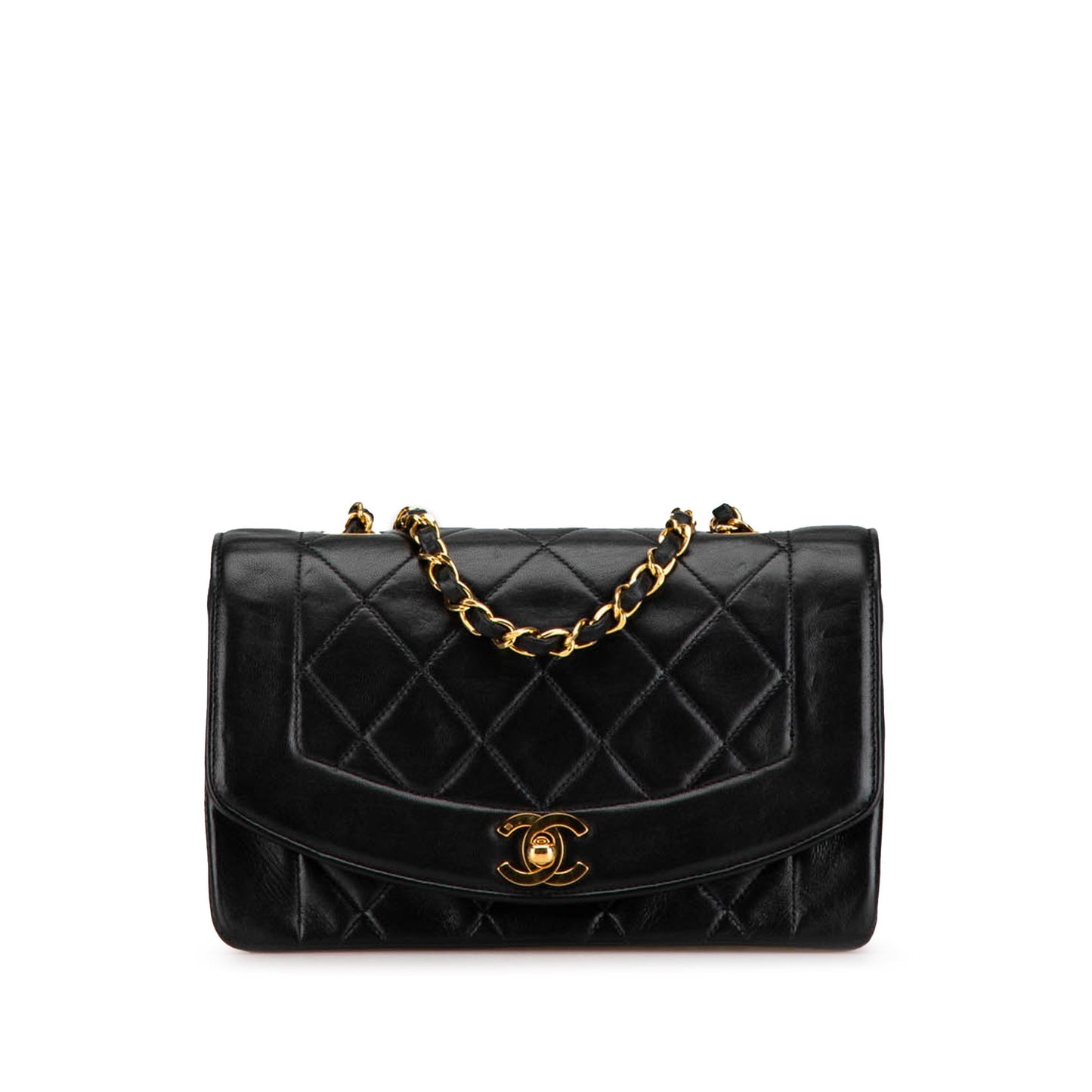 Black Chanel Small Lambskin Diana Flap Crossbody Bag