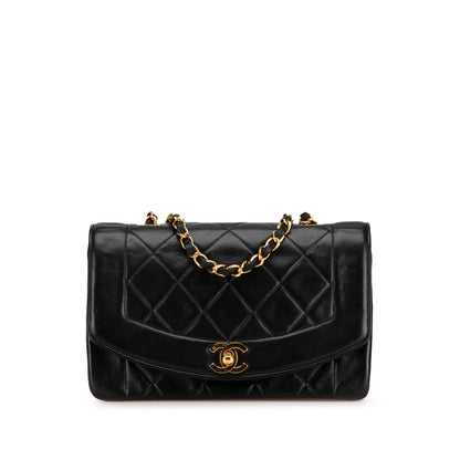 Black Chanel Small Lambskin Diana Flap Crossbody Bag