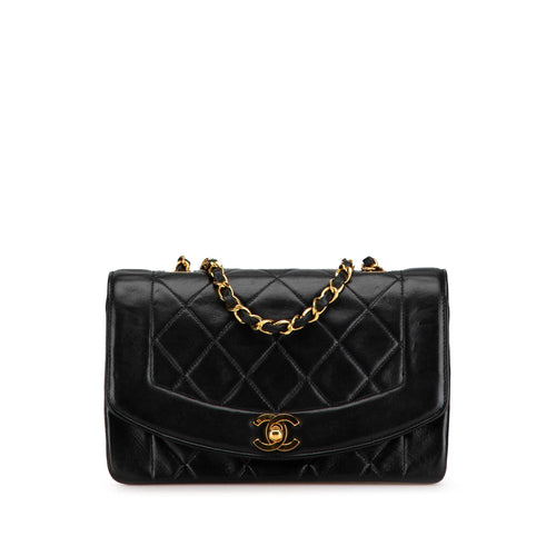 Black Chanel Small Lambskin Diana Flap Crossbody Bag