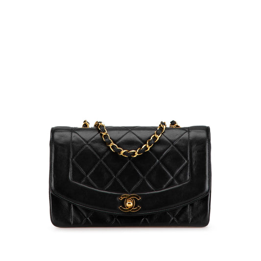Black Chanel Small Lambskin Diana Flap Crossbody Bag