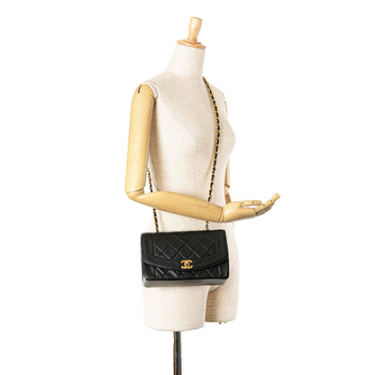 Black Chanel Small Lambskin Diana Flap Crossbody Bag