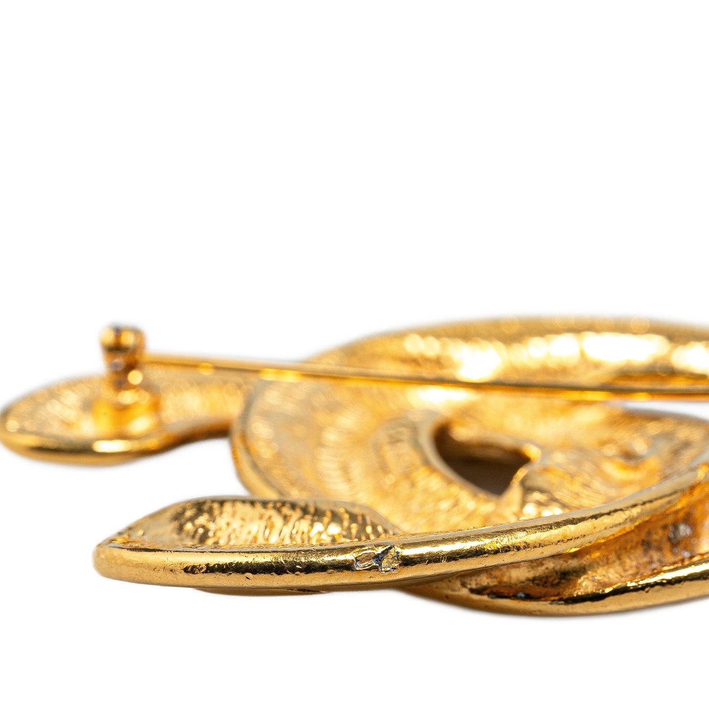Gold Chanel Gold Plated CC Quilted Brooch