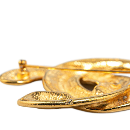 Gold Chanel Gold Plated CC Quilted Brooch