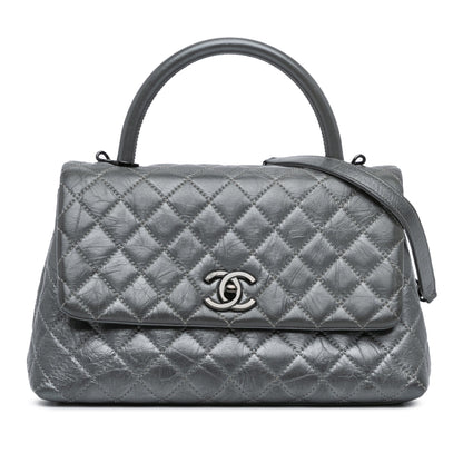 Chanel Sac Small Quilted Aged Calfskin Coco Satchel