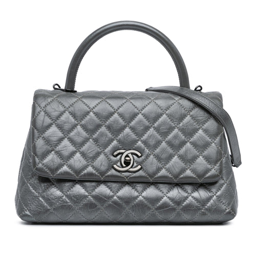 Chanel Sac Small Quilted Aged Calfskin Coco Satchel
