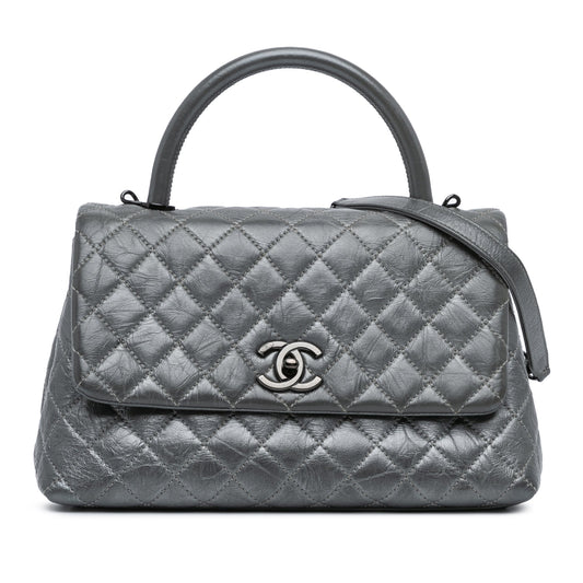 Chanel Sac Small Quilted Aged Calfskin Coco Satchel