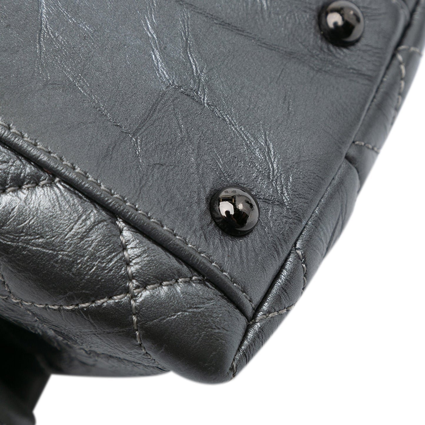 Gray Chanel Small Quilted Aged Calfskin Coco Satchel