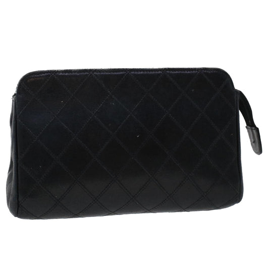 CHANEL Pouch Lamb Skin Black CC 47074