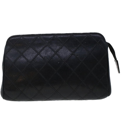 CHANEL Pouch Lamb Skin Black CC 47074