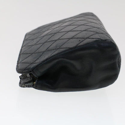 CHANEL Pouch Lamb Skin Black CC 47074