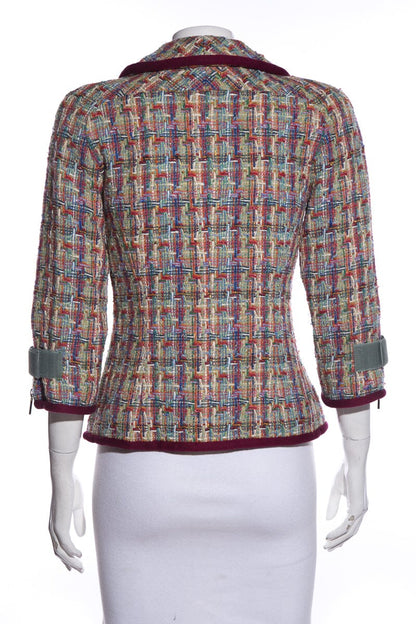 Chanel Multi Color Tweed Velcro Blazer SZ 36