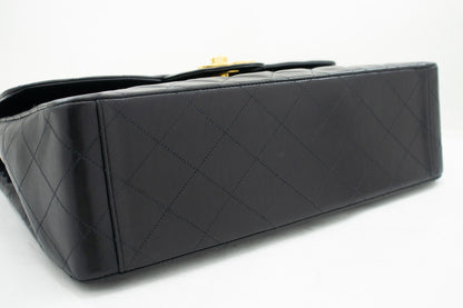 CHANEL Classic Large 13" Flap Chain Shoulder Bag Black Lambskin j63