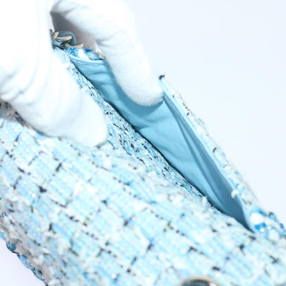 CHANEL Chain Shoulder Bag Tweed Blue CC 47496A