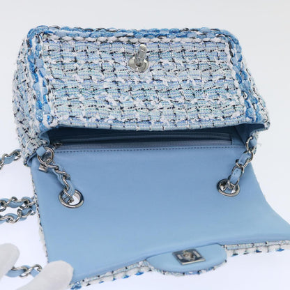 CHANEL Chain Shoulder Bag Tweed Blue CC 47496A