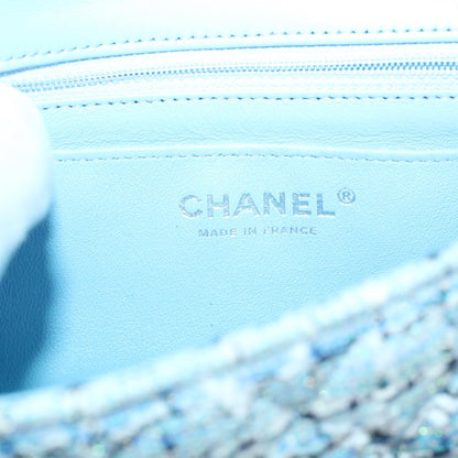 CHANEL Chain Shoulder Bag Tweed Blue CC 47496A