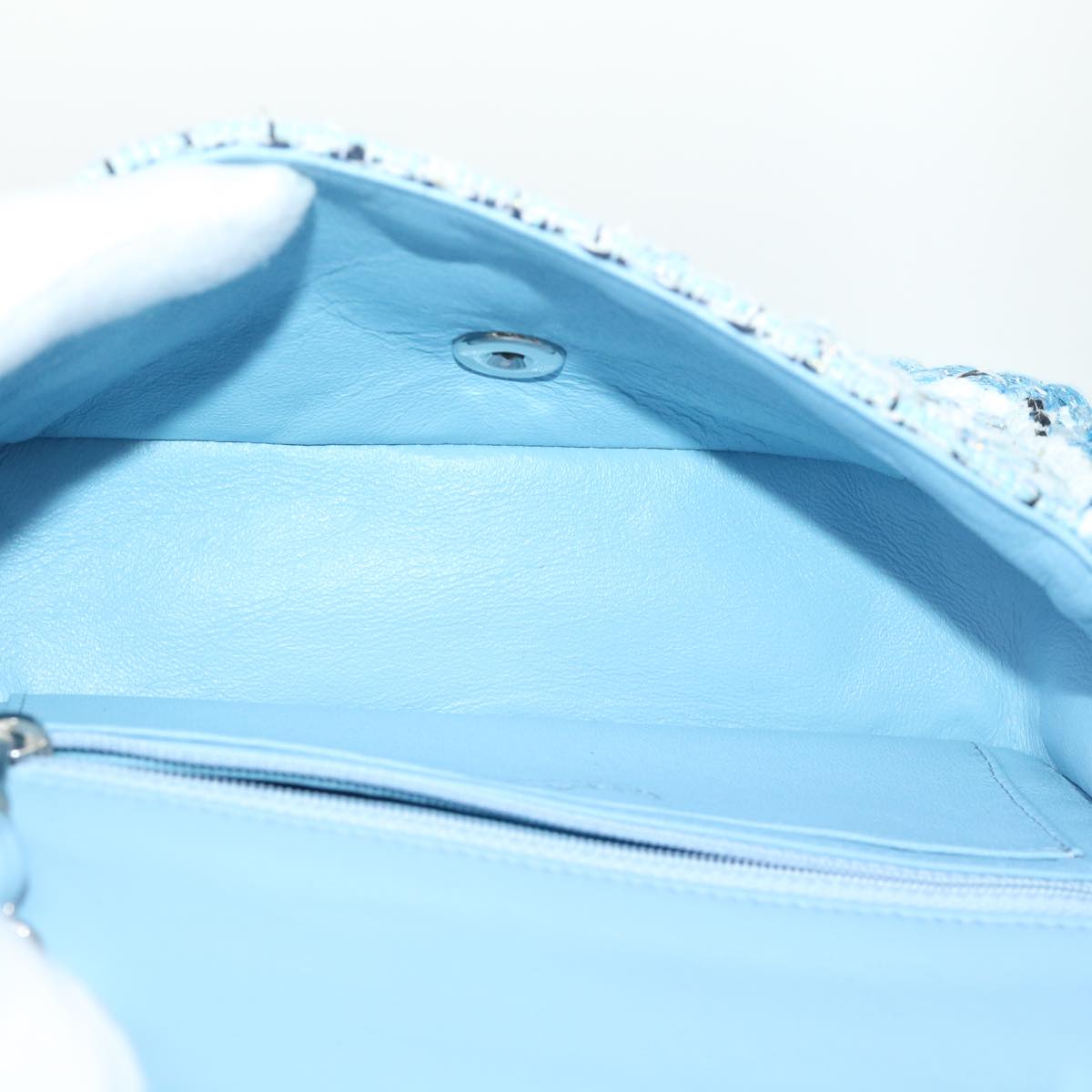 CHANEL Chain Shoulder Bag Tweed Blue CC 47496A
