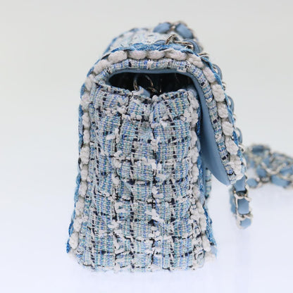 CHANEL Chain Shoulder Bag Tweed Blue CC 47496A