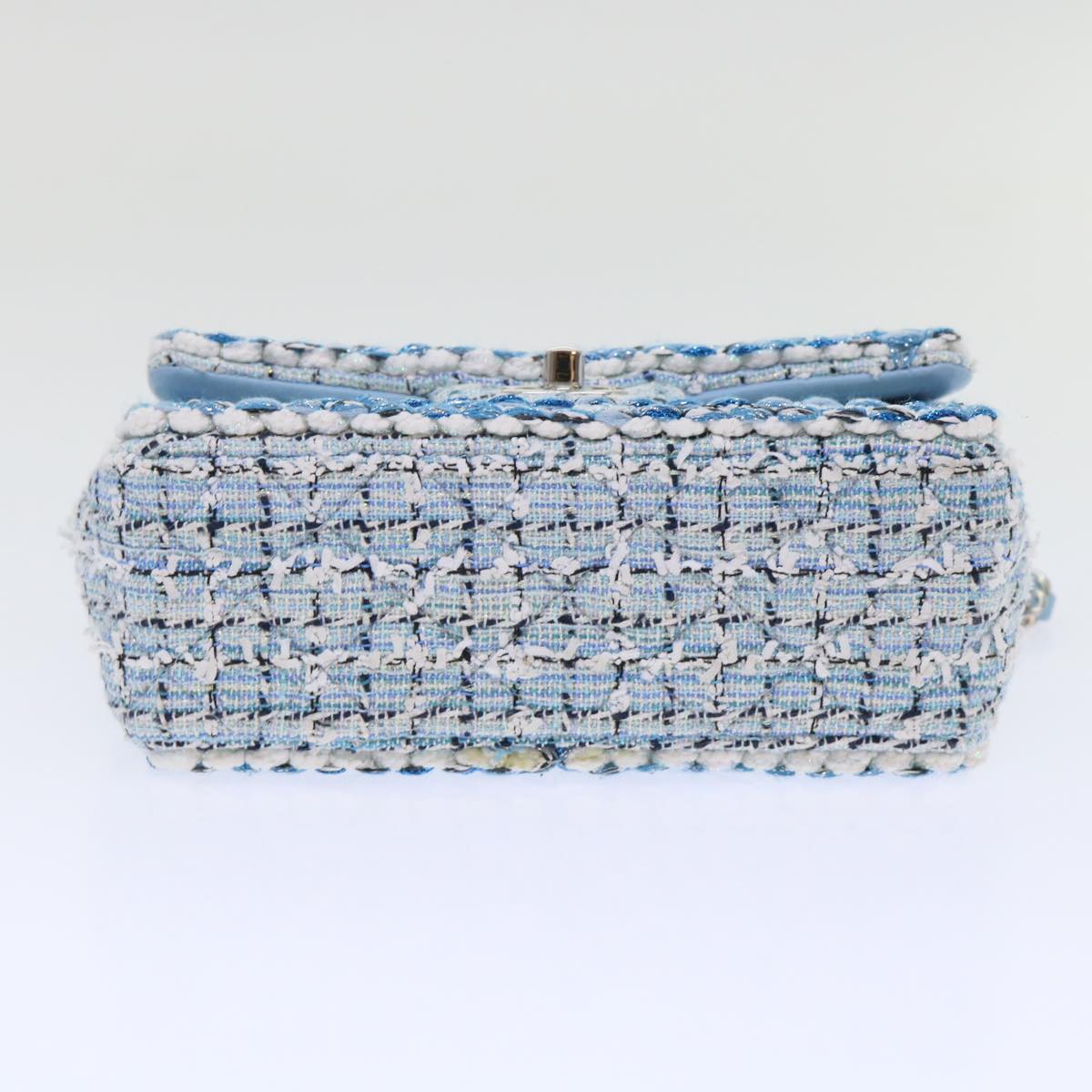 CHANEL Chain Shoulder Bag Tweed Blue CC 47496A