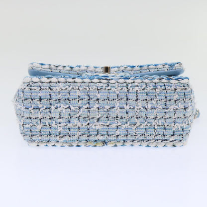CHANEL Chain Shoulder Bag Tweed Blue CC 47496A