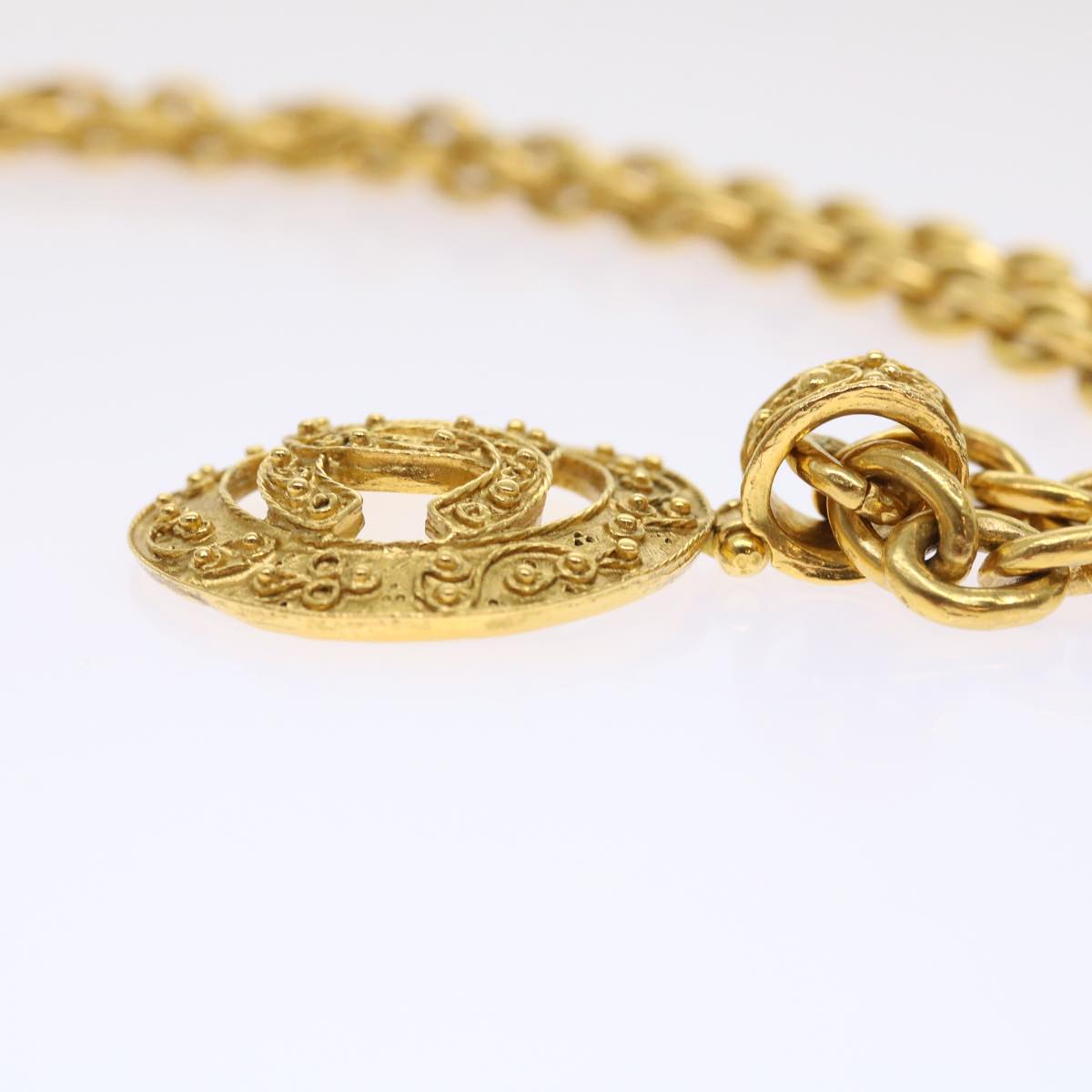 CHANEL Chain Necklace Gold Tone CC 47582A