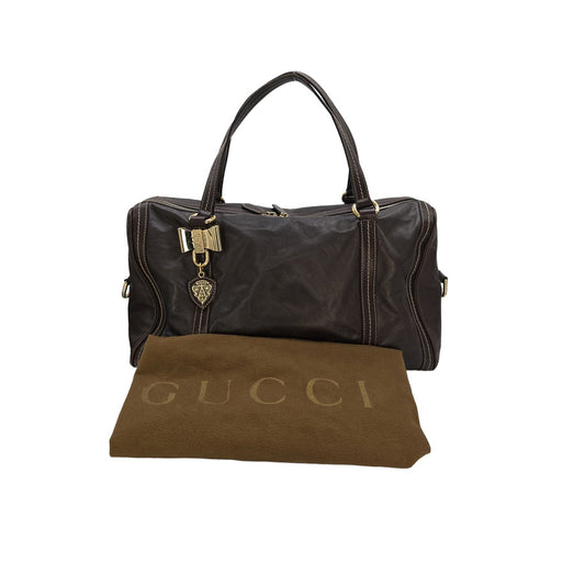 Gucci Brown Nappa Duchessa Large Boston Bag