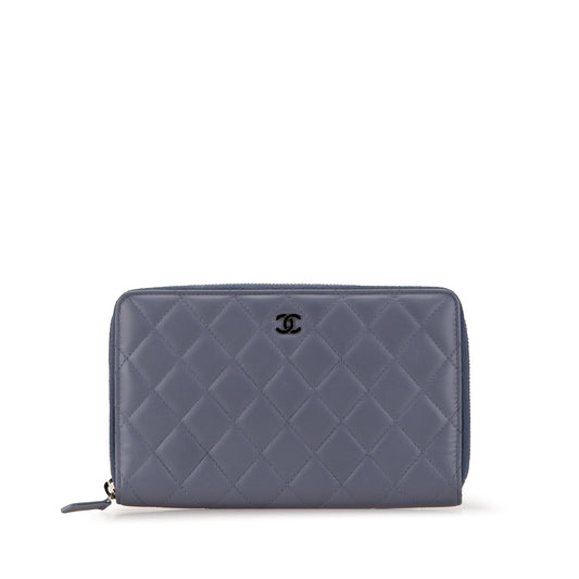 Chanel Sac CC Quilted Lambskin Zip Around Wallet
