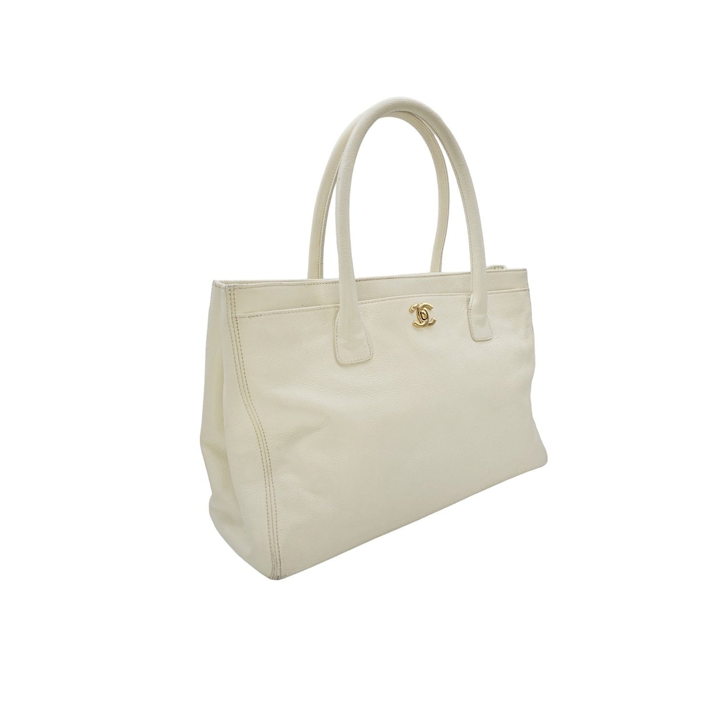 Chanel Vintage Calfskin Cerf Executive Shopper Tote White