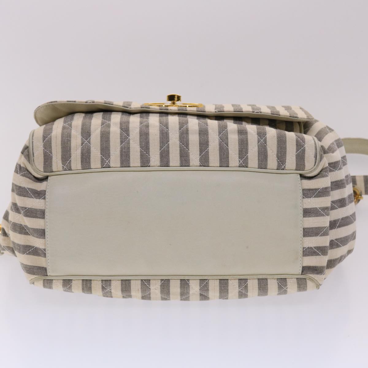 CHANEL Matelasse Shoulder Bag Canvas Light Blue White CC 48071A