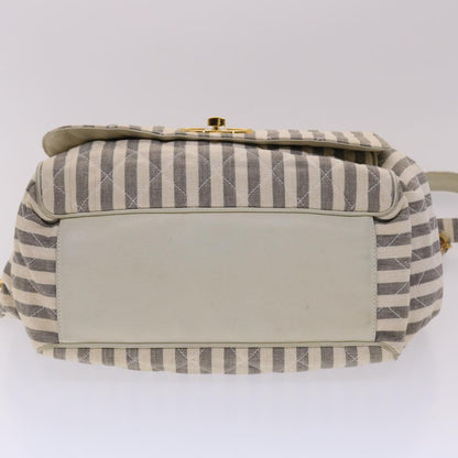 CHANEL Matelasse Shoulder Bag Canvas Light Blue White CC 48071A