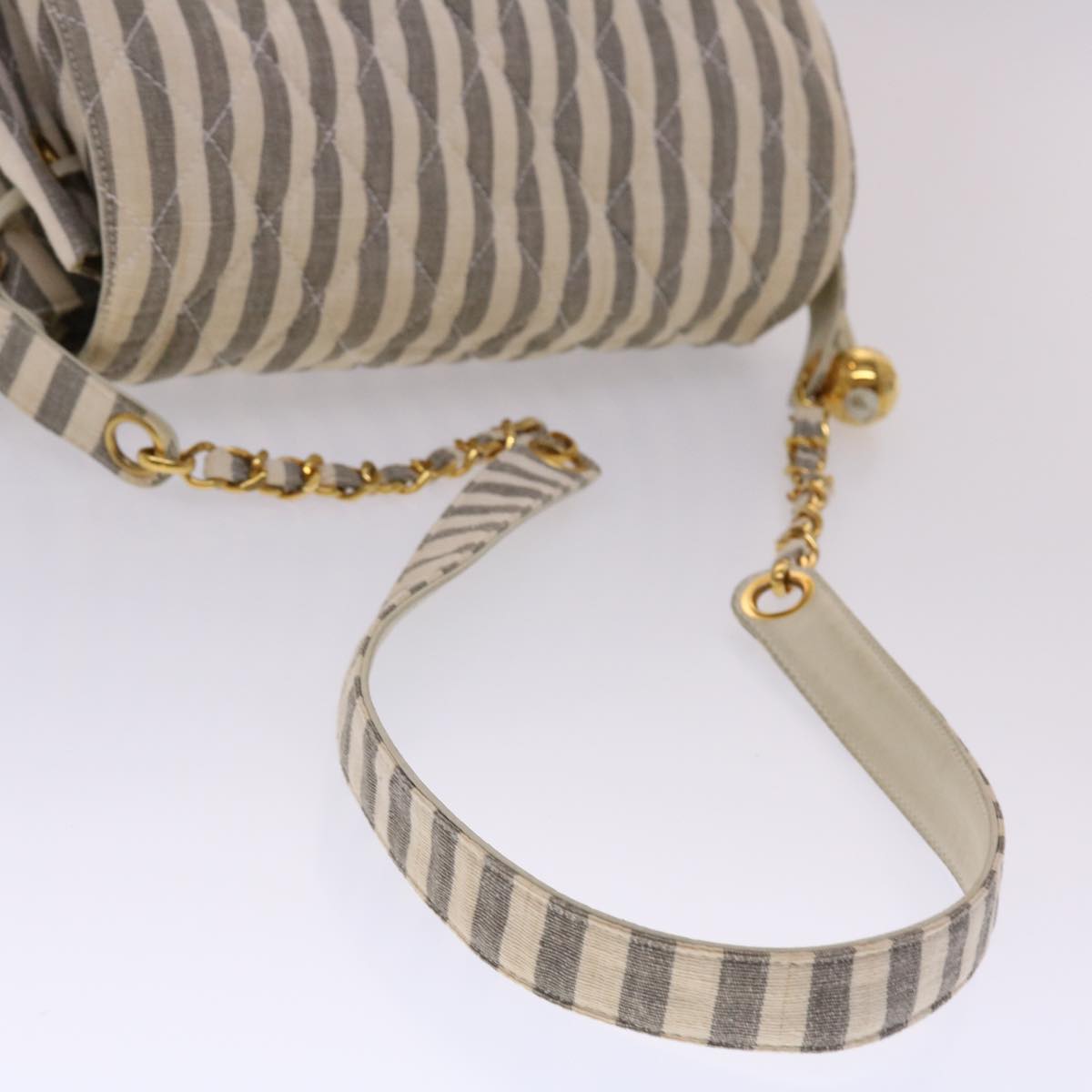 CHANEL Matelasse Shoulder Bag Canvas Light Blue White CC 48071A