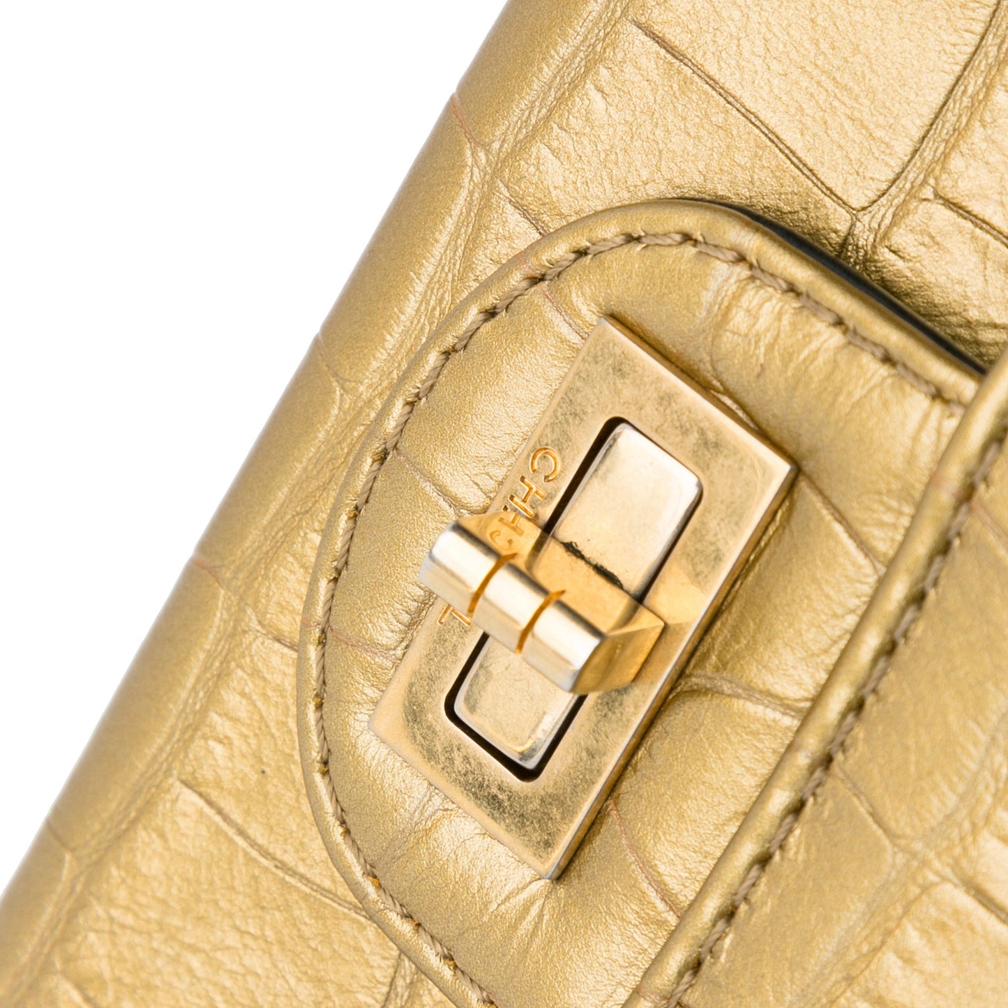 Black Chanel Medium Croc Embossed Lambskin 2.55 Reissue Double Flap Bag