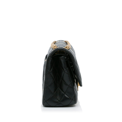 Black Chanel Medium Croc Embossed Lambskin 2.55 Reissue Double Flap Bag