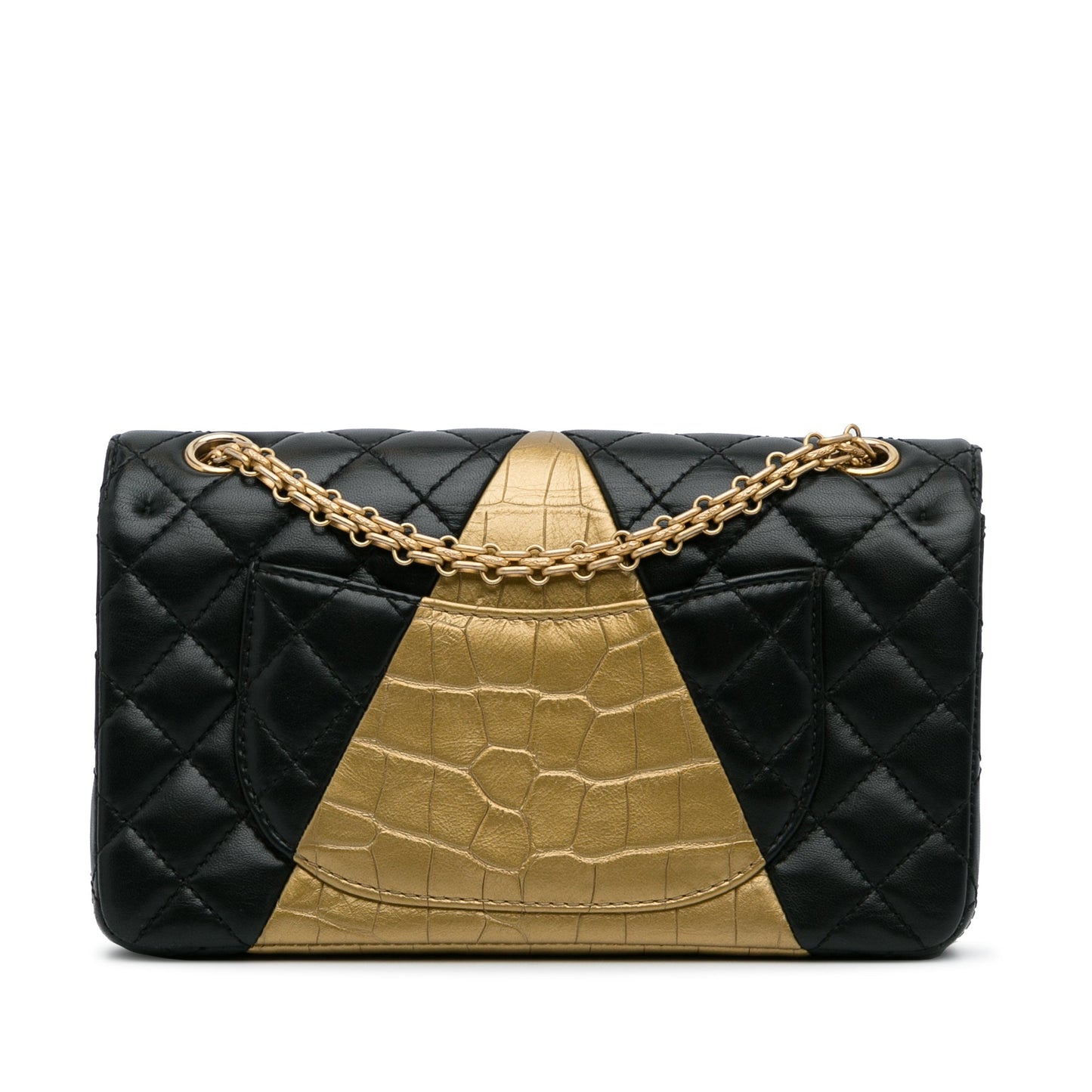 Black Chanel Medium Croc Embossed Lambskin 2.55 Reissue Double Flap Bag