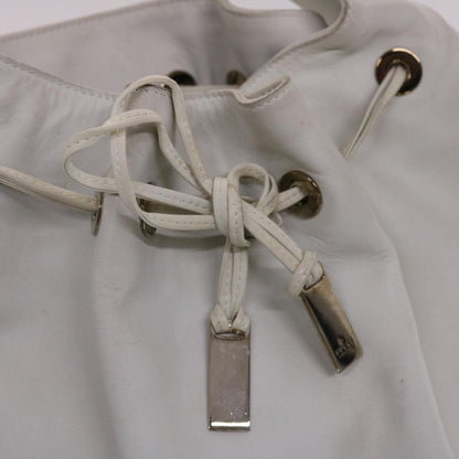 GUCCI Bamboo Shoulder Bag Leather White  49084