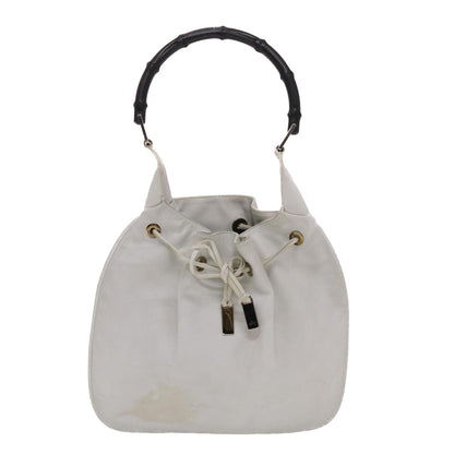 GUCCI Bamboo Shoulder Bag Leather White  49084