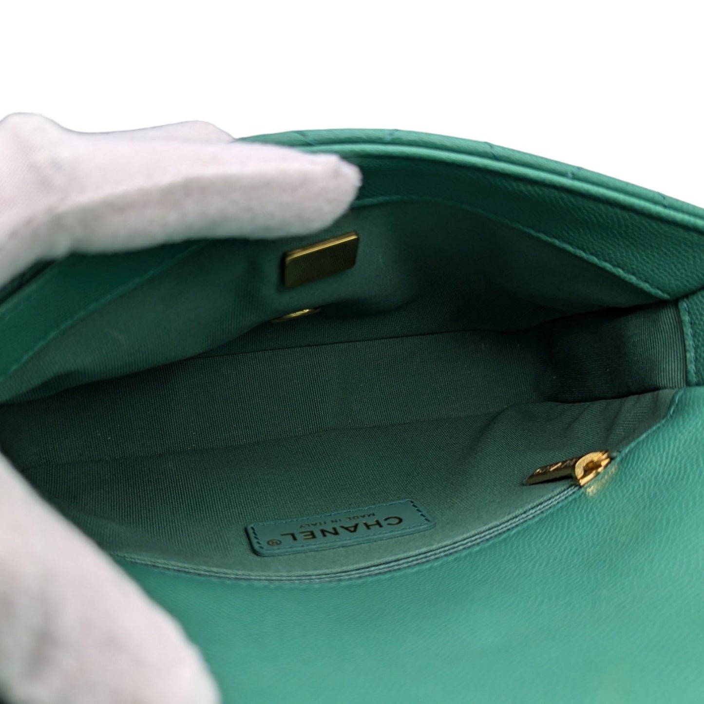 Chanel 2023 Green Grained Calfskin Quilted Mini CC You Flap