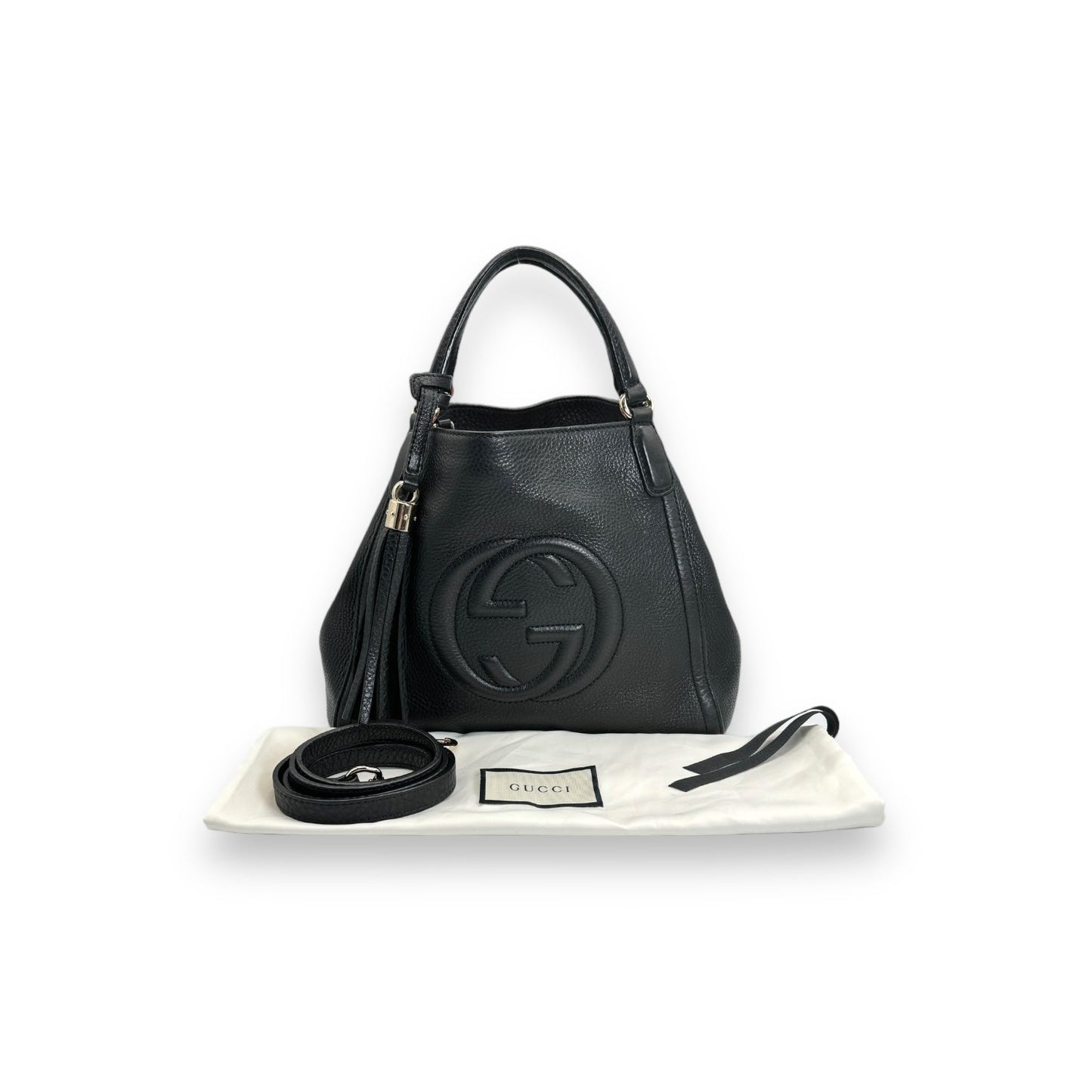 Gucci Black Pebbled Calfskin Small Soho Hobo