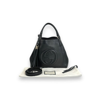 Gucci Black Pebbled Calfskin Small Soho Hobo