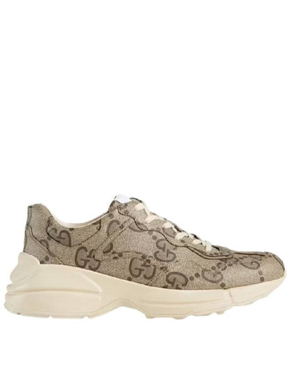 Gucci 100 GG Supreme Rhyton Low Top Sneakers Beige